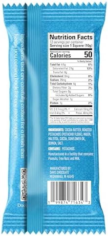 Davis Chocolate Dubai Destiny Sugar Free Vegan Dark Chocolate Bar, Pistachio & Puffed Quinoa, Gluten Free, Kosher, 4.05oz (1 Bar, SF - Dark Vegan)
