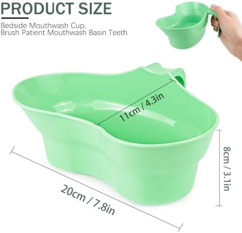 Emesis Basin,Vomit Basin Cup Plastic Mouthwash Cup with Hanging Handle Graduated Kidney Shaped Bowl Oral Care Accessories for Bedridden Patient