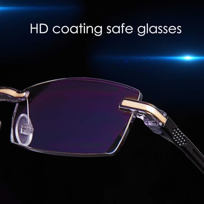 TERAISE Rimless Reading Glasses Fashion Diamond Cutting Design Anti-Fatigue Clear Lens Spectacle Readers for