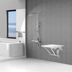 Folding Shower Seat & Chair Wall Mounted for Adults, Fold Down Shower Bench & Stool for Inside Shower, for Small Spaces, Foldable (White, Extra Large)