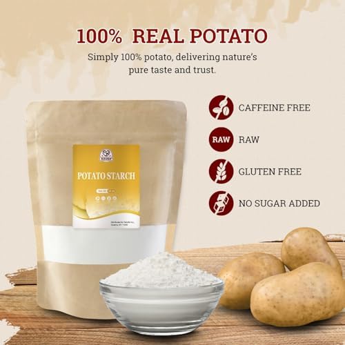 52USA Potato Starch, 32oz (2 lb) in Bag Potato Starch for Cooking, Unmodified, Gluten Free, Vegan, Resistant Starch, Potato Starchs Thickener for Sauces, Soup, Baking & Gravies, Potatos Starch Powder