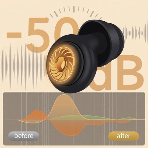 50dB Noise Cancelling Ear Plugs for Sleeping - Reusable High-Fidelity Earplugs for Snoring, Concerts, Travel, Side Sleepers, Silicone Ear Plugs with 10 Comfort Tips