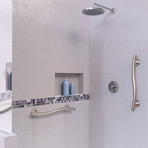 Keeney GB2022-24BN Wave Grab Bar 1.25 Dia x 24 In., Brushed Nickel