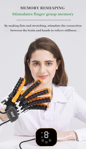 Both Hands Rehabilitation Robot Gloves, 2024 Electric Hand Function Equipment, Stroke Hemiplegia Fingers Recovery Massage Therapy, Finger Robot Rehab Gloves (left hand, L)