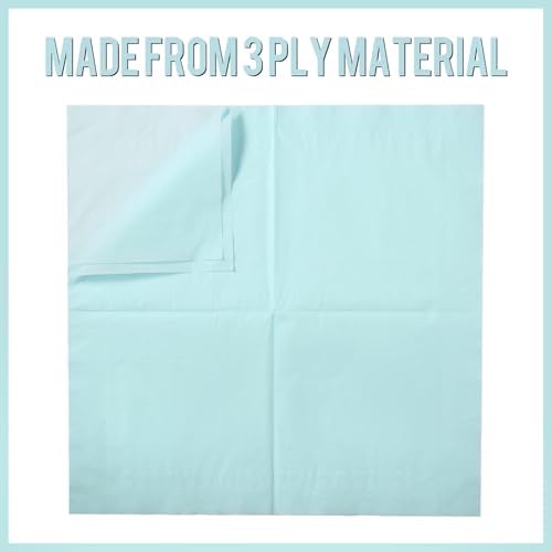 Cocktail Napkin 3-Ply Dessert Napkins Folded 6.5 x 6.5 Inches Disposable Napkins for Dinner Wedding Birthday Party Bridal Anniversary Baby Shower Reception Event (50, Light Blue)