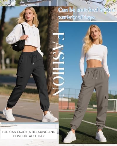 Neer 3 Pack Women's Cargo Sweatpants Joggers Pants Causal Gym Athletic Workout High Waist Bottom Y2k Fall Outfits with Pocket