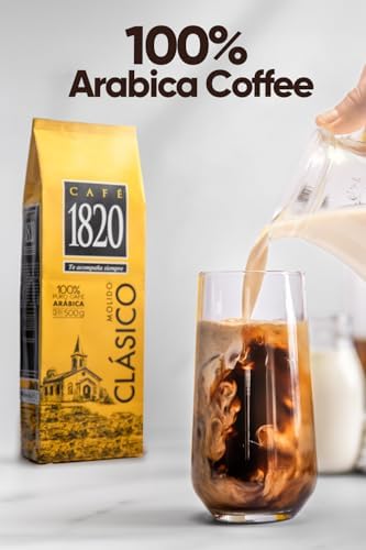 Café 1820 Classic, Premium Costa Rican Ground Coffee, 100% Arabica, Dark Roast, High Altitude Blend with Aroma & Fruity Notes, 18 oz