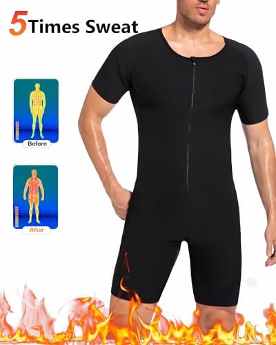 FUXERT Sauna Suit for Men 3 in 1 Slimming Full Body Sauna Jumpsuit Mens Waist Trainer for Workout