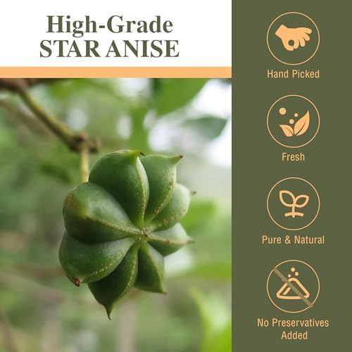 Kah's Journey Star Anise Whole 16 oz for Cooking, Baking, or Brewing Tea, Chinese Star Anise Bulk Bag