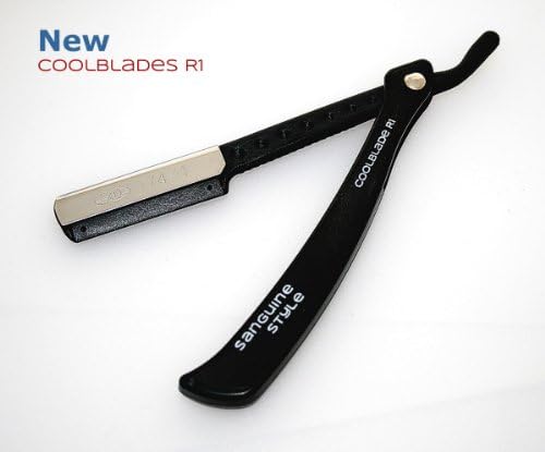 Shaving Razor, Cut Throat Razor + Wilkinson Blades + Sanguine Pouch (CoolBlade R1 Black)