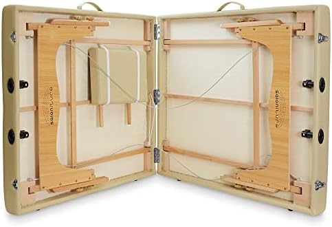 Saloniture Portable Physical Therapy Massage Table - Low to Ground Stretching Treatment Mat Platform - Cream