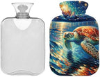 Sea Turtle Under Night Hot Water Bottles with Soft Cover Feet and Bed Warmer Hot Water Bag for Neck and Shoulder Pain Relief, 1 Liters