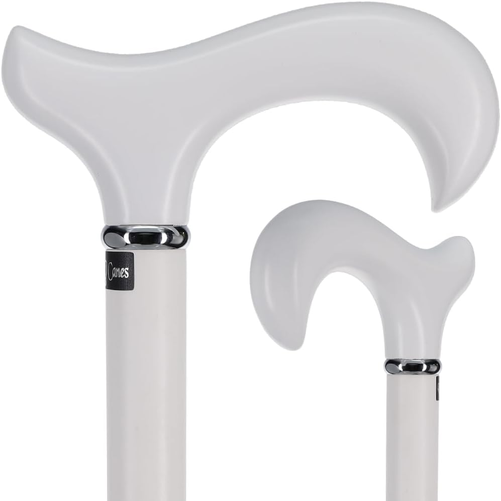 Royal RC Canes Elegant White Beechwood Derby Handle Walking Cane with Silver Collar – Stylish Cane for Women & Canes for Men – Ergonomic Grip Walking Cane & Stick for Men and Women