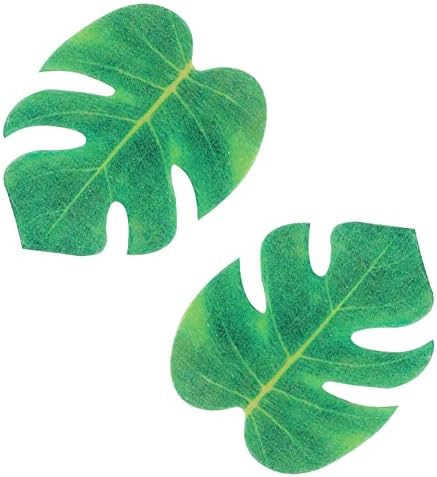 Palm Leaf Cake Topper 48PCS Edible Tropical Turtle Leaves Cupcake Toppers for Hawaii Theme Party Summer Decoration Birthday Party Supplies