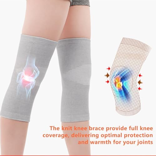 Thicken Knee Warmer with Fleece Lining Stretchy Anti-Slip Arthritic Knee Sleeves Knit Soft Thermal Knees Wrap Pad Leg Sleeve