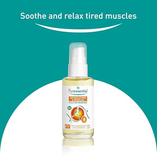 Puressentiel Muscle Relaxing Organic Massage Oil with Arnica and Wintergreen - Aromatherapy Oil for Muscle Tension - Alcohol Free, Plant Based - Revive Sore, Tired Joints and Body Aches - 3.5 Oz