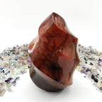 Healing Carnelian Crystal Tower Hand Carved Natural Carnelian Flame for Home Decoration Polished Red Agate Crystal Torch 1pc (100g/（4-5cm）)