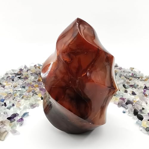 Healing Carnelian Crystal Tower Hand Carved Natural Carnelian Flame for Home Decoration Polished Red Agate Crystal Torch 1pc (100g/（4-5cm）)