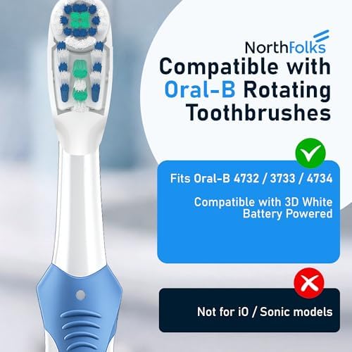 4 Pcs Replacement Toothbrush Heads with Soft Bristles | Dual Clean Toothbrush Heads Compatible with Oral-B Cross Action 3733 4732 4734 Models – Dual Cleaning