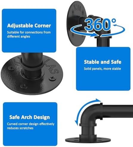 Industrial Pipe Stair Handrail, Wall Mount Metal Hand Rail for Indoor & Outdoor Steps,Grab Bars for Steps,Wall Stair Railing,Safety Handle,Steps Baluster (5FT,Black)