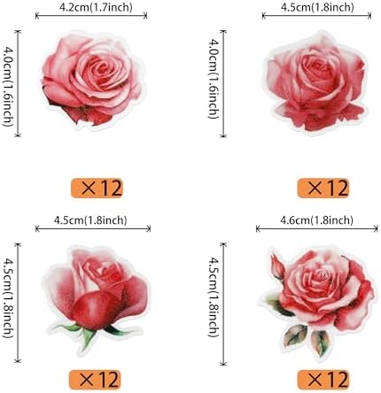 48 PCS Edible Rose Cupcake Toppers - Wafer Paper Rose Cupcake Picks for Roses Theme Baby Shower Wedding Bridal Birthday Anniversary Party Decorations Supplies - Pink