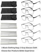 6-Pack Metal Reading Glasses for Men Clear Lens Blue Light Blocking Spring Hinge Readers