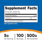 Nutricost L-Glutamine Powder (500 Grams) Unflavored - Gluten Free & Non-GMO, 100 Servings