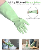 Rubber Cleaning Gloves for Dishwashing, 4 Pairs Reusable Kitchen Gloves for Washing Dishes with Non-Slip Grip