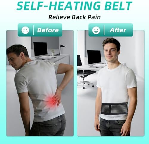 Back Brace for Women Men with Magnet, Self Heating Back Support Brace with 4 Reinforced Stays, Lumbar Support Belt for Lower Back Pain Relief, Herniated Disc, Arthritis, and Sciatica (Black, X-Large)