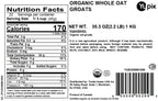 Yupik Organic Whole Oat Groats,2.2 lb (35.2 oz), Non-GMO, Vegan, Kosher, Raw, Whole Grain Oats, Salt-Free, Nutty Flavor, Good Source of Fiber, Ideal for Baking & Cooking