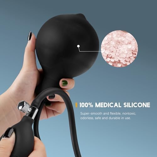 Inflatable Butt Plug, Body-Safe Silicone Anal Balloon Pump with Quick Release Valve Stretch Anal Sex Toys for Beginners and Advanced Users (Rippled Style)