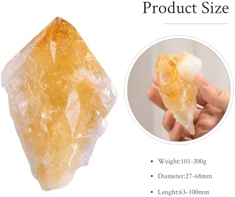 mookaitedecor Natural Raw Citrine Crystal Points, Irregular Rough Yellow Quartz Stone Mineral Specimen for Healing and Home Decor, 101-200g