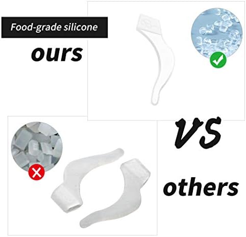 Eyeglasses Silicone Ear Hooks Retainers, Anti-Slip Holder Stoppers, Temple Tips Sleeve Retainer, Spectacle Stay for Eyeglasses, Sunglasses, Reading Glasses (White)