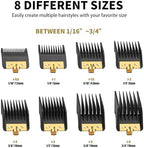 8 Pack Metal Clipper Guards Set for BaBylissPRO Barberology FX825, FX870, FX880, and FX673 Hair Clippers, Clipper Combs Replacement Guards-Cutting Lengths 1/16"-3/4"