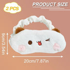2Pack Cute Bear Sleeping Mask Soft Plush Eye Cover Eyeshade for Women Gift