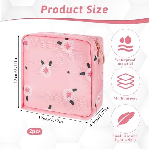 2 Pcs Sanitary Napkin Storage Bag, Portable Reusable Period Pouch for Women, Tampon and Menstrual Pad Holder With Zipper, Nursing Pad Kit for Teen Girls Feminine Care