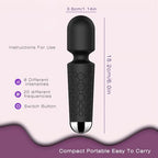 Powerful Cordless Massager - Personal 8 Intensity & 20 Modes mini Massager, Handheld Vibration Wand for Deep Tissue Relief in Back, Neck, Legs & Muscles - Portable for Home & Travel (Black)