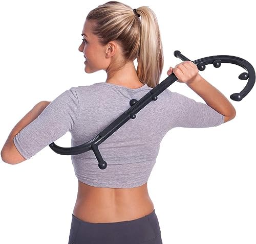 Body Back Buddy Classic USA Made Handheld Massage Cane - Full Body Trigger Point Tool for Deep Tissue Pain Relief - Dual Hooks for Back, Shoulder, Neck - (2.0 Black)