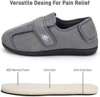 Women's 80-D Memory Foam Adjustable Wide Diabetic Slippers for Swollen Feet, Edema, Arthritis, Elderly Indoor/Outdoor