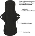 Reusable Menstrual Pads - Bamboo Charcoal Menstrual Heavy Incontinence Pads |Sanitary Pads - Pack of 5, 1 Cloth Mini Wet Bag