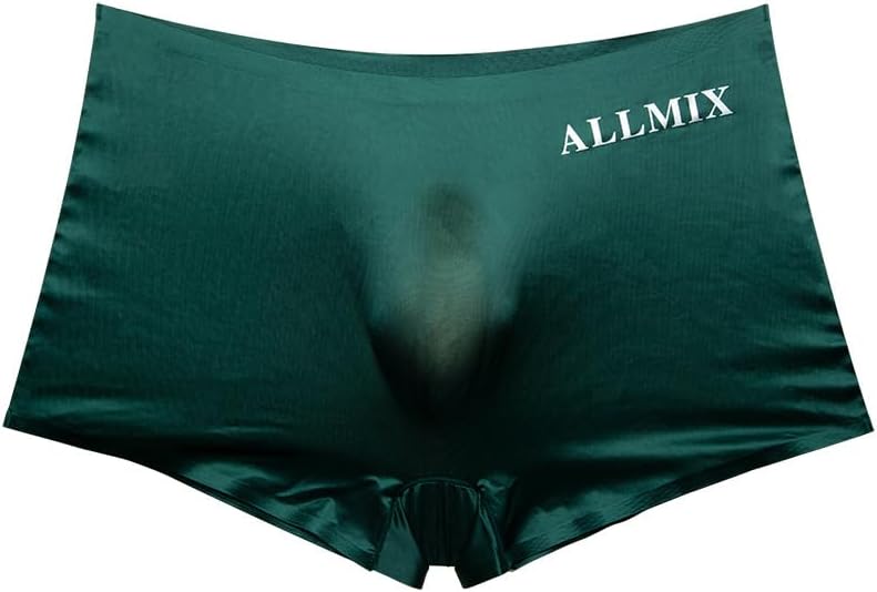 Men's Ice Silk Boxer Briefs, 3D Pouch, Sexy Semi - Transparent, ALLMIX Letter, Thin Underwear