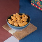 Jaiccha Ghasitaram Christmas Gifts Blue Wooden Tray with Kaju Katlis and Mix Dryfruits Jar