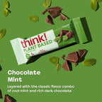 think! Vegan/Plant Based High Protein Bars - Chocolate Mint, 13g Protein, 5g Sugar, No Artificial Sweeteners, Non GMO Project Verified, 10 Count (Packaging May Vary)