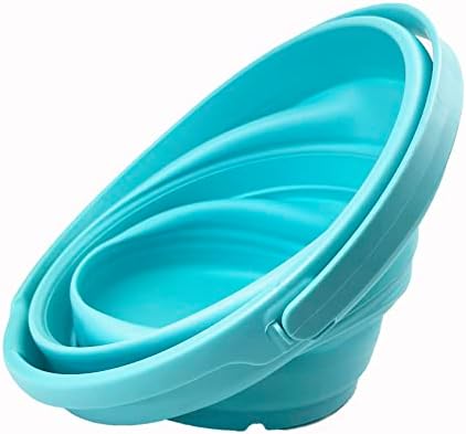 SAMMART 10L (2.6 Gallon) Collapsible Plastic Bucket - Foldable Round Tub - Portable Fishing Water Pail - Space Saving Outdoor Waterpot, Size 33cm Dia (Jade (Set of 2))