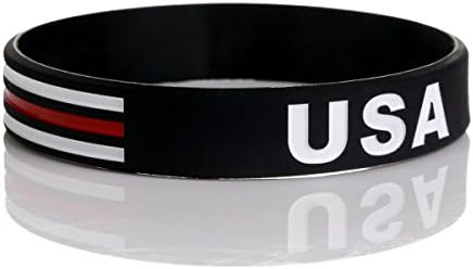 Sainstone Power of Faith USA Thin Red Line American Flag Bracelet Silicone Rubber Wristbands Americanism Partriotic Spirit Sports Holiday Gifts