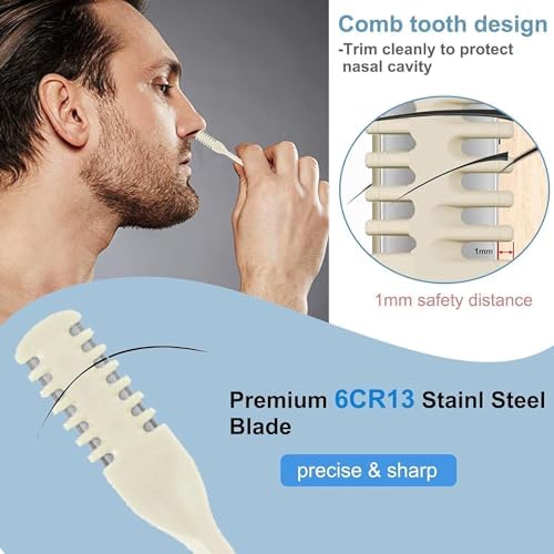 Hannahcos 5Pcs 2-in-1 Nasal Hair Cutter, 2024 New Double Sided Nose Hair Knife, Nostril Hair Remover Tool, Portable Manual 360° Rotating Nose Hair Trimmer with for Women Men, Beige