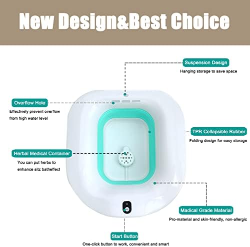 Electric Sitz Bath- Foldable Postpartum Care Basin，Sitz Bath Tub for Soothes and Cleanse Vagina & Anal, Hemorrhoids and Perineum Treatment,Suitable for Women, Maternity, Pregnant Women, Elderly