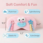 Soft Sleep Mask Plush Light-Reducing Eye Cover, Cute Funny Character Design, Comfortable Elastic Band for Naps, Travel, Home Rest, Pink 1 Piece