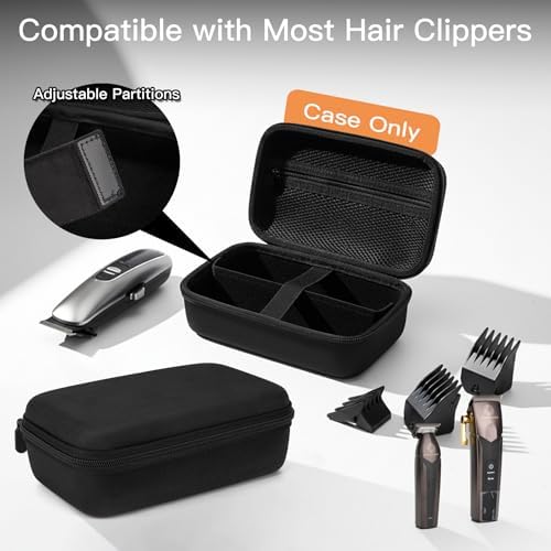 SMYV Barber Bags for Clippers and Supplies, Sturdy Clipper Storage Case for Barber Accessories, Hair Trimmer Organizer for Men Razor Guard Grooming Kits (Case Only)