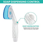 Non Scratch Dishwand Refill with Handle, 6 Heavy Duty Dish Wand Refills, Replacement Sponge Heads Set, Soap Control Dispenser Scrubbers, Dishwashing Scrub Dispensing Brush, Dishwasher Cleaning Tool